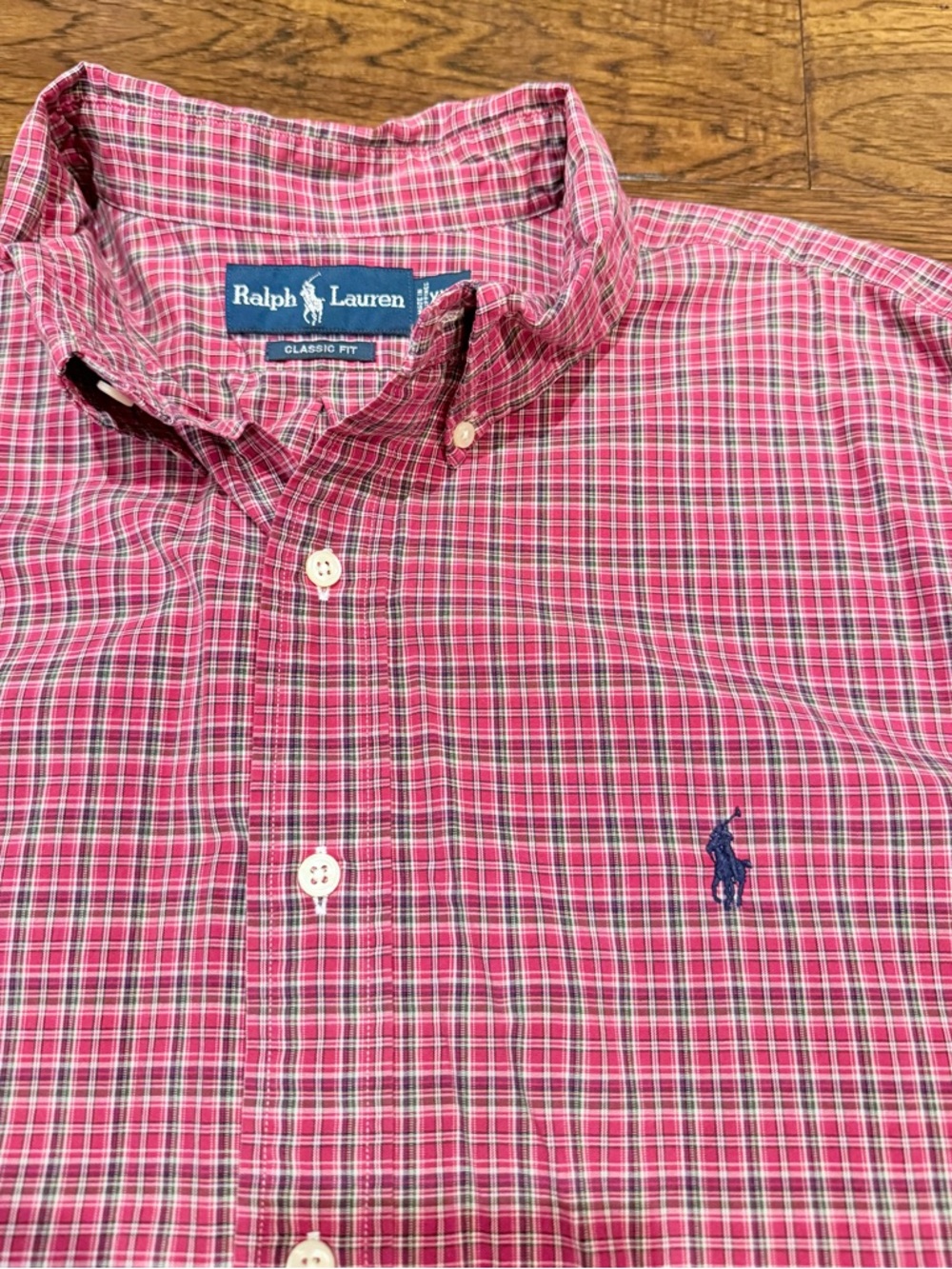 Ralph Lauren classic red  Plaid Button-Down Shirt with Navy Pony